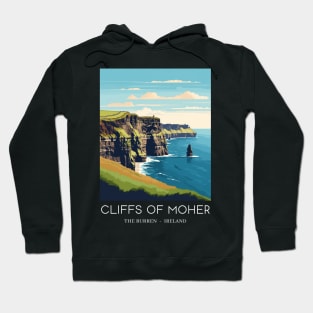 A Pop Art Travel Print of the Cliffs of Moher - The Burren - Ireland Hoodie